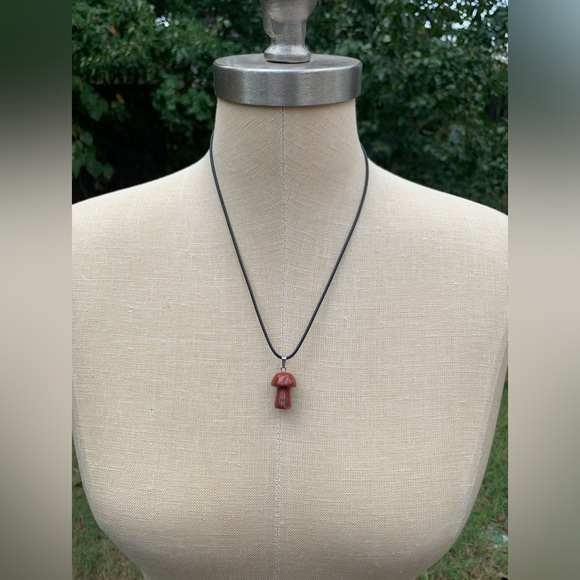Handmade Stone/Glass Mushroom Amulet Necklace - Picture 10 of 11